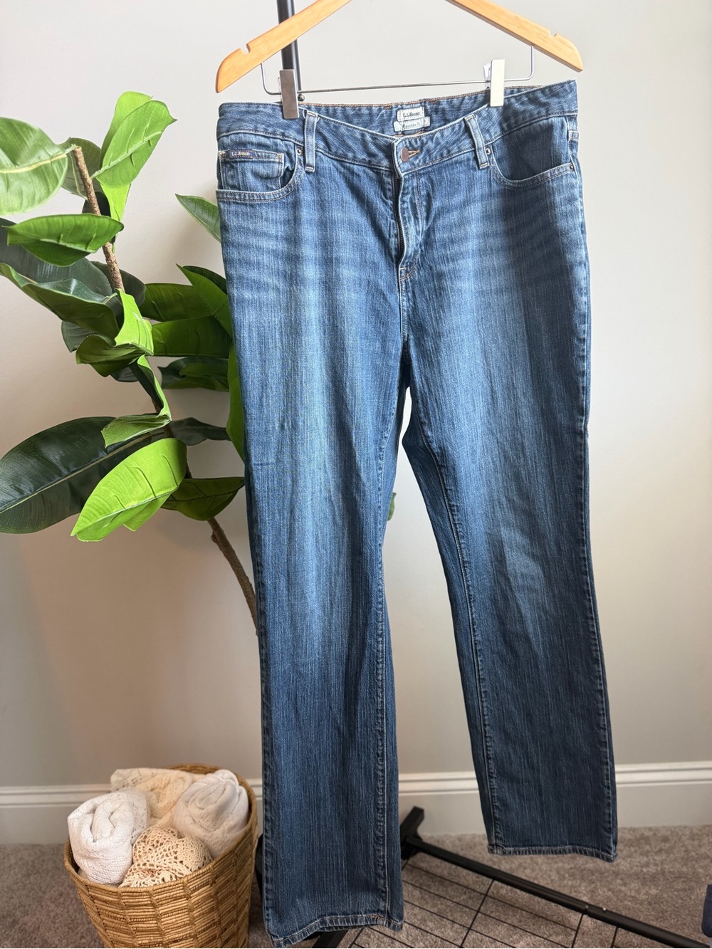 Vintage Style LL Bean Mid Wash Straight Leg Jeans